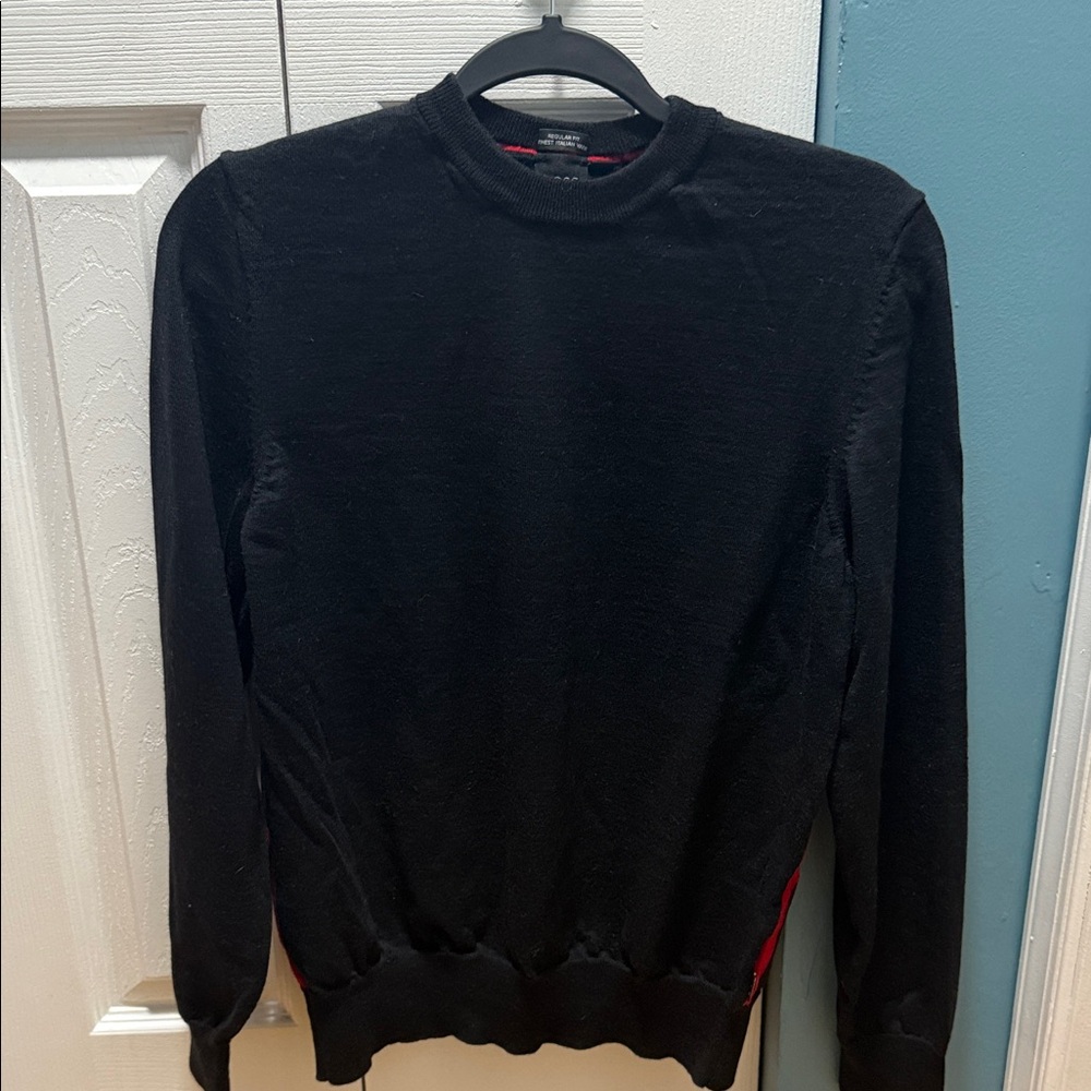 Boss Black Crewneck Men's Sweater red piping on the back side